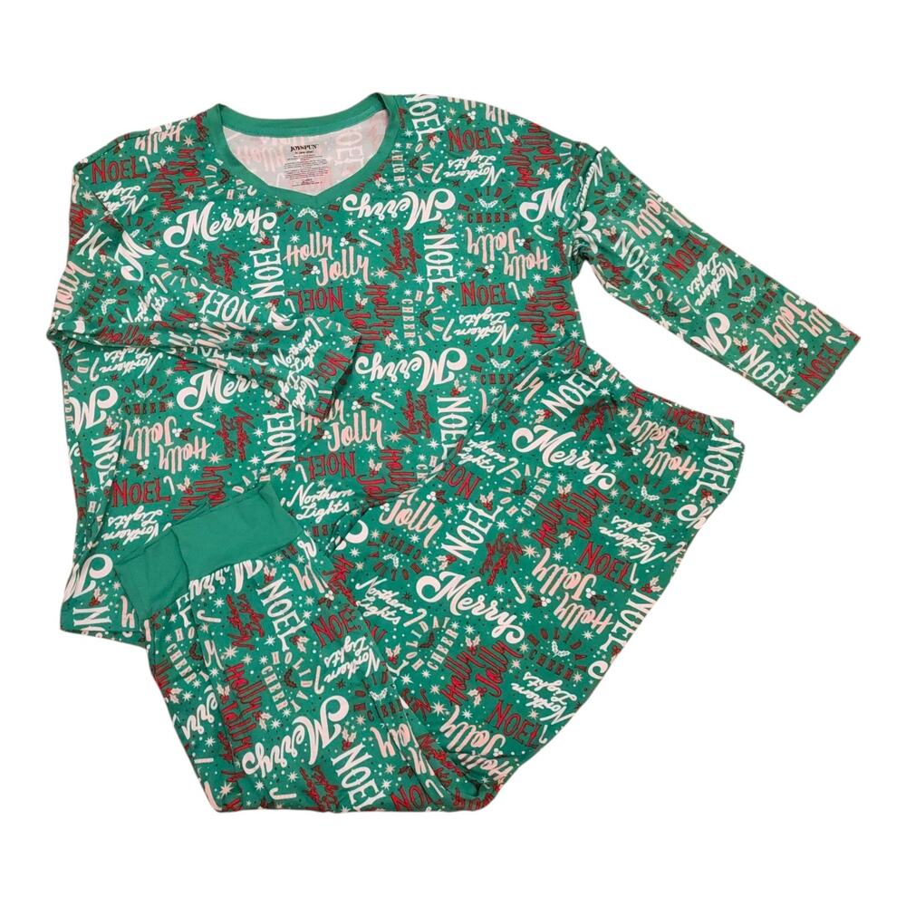 Joyspun 2X Women’s Holiday Christmas Pajama Sleep Set Green Red Jersey
